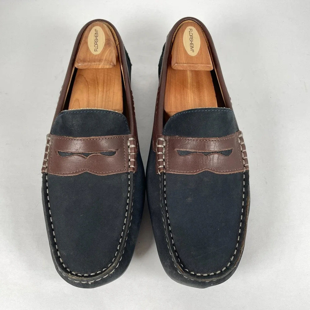 G.H. Bass Monte Penny Loafers Mens Size 8 M Navy Blue Nubuck Driving Shoes